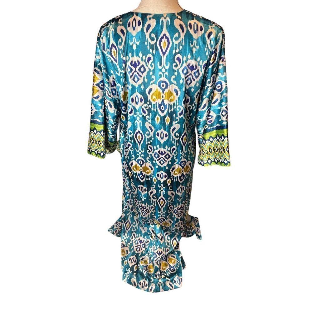 Oscar De La Renta Printed Kaftan Dress Sz XS Oversized Designer Summer Old Money - Picture 3 of 5